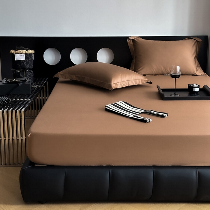 91家纺网 家纺一手货源 找家纺 爱丽丝 2026新款100支新疆长绒棉单品床笠 咖色