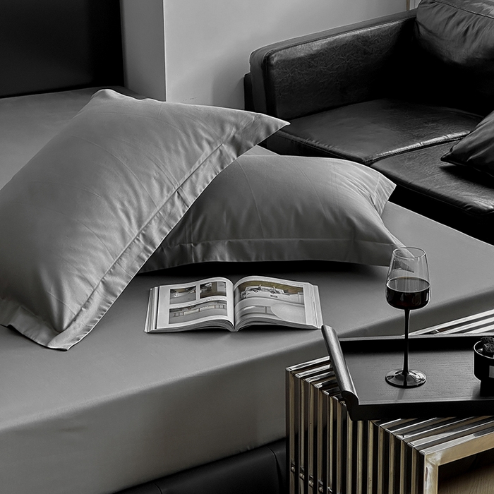 91家纺网 家纺一手货源 找家纺 爱丽丝 2026新款100支新疆长绒棉单品床笠 绅士灰