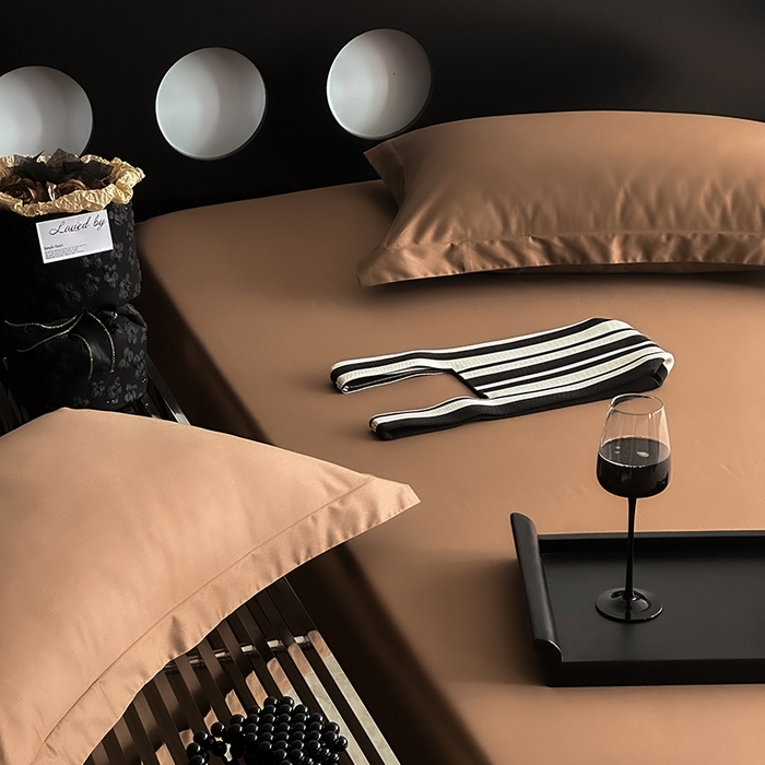 91家纺网 家纺一手货源 找家纺 爱丽丝 2026新款100支新疆长绒棉单品床笠 咖色