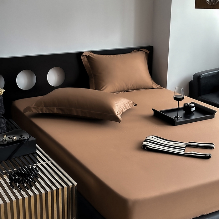 91家纺网 家纺一手货源 找家纺 爱丽丝 2026新款100支新疆长绒棉单品床笠 咖色