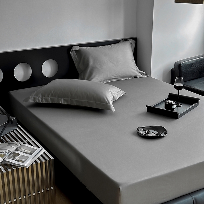 91家纺网 家纺一手货源 找家纺 爱丽丝 2026新款100支新疆长绒棉单品床笠 绅士灰