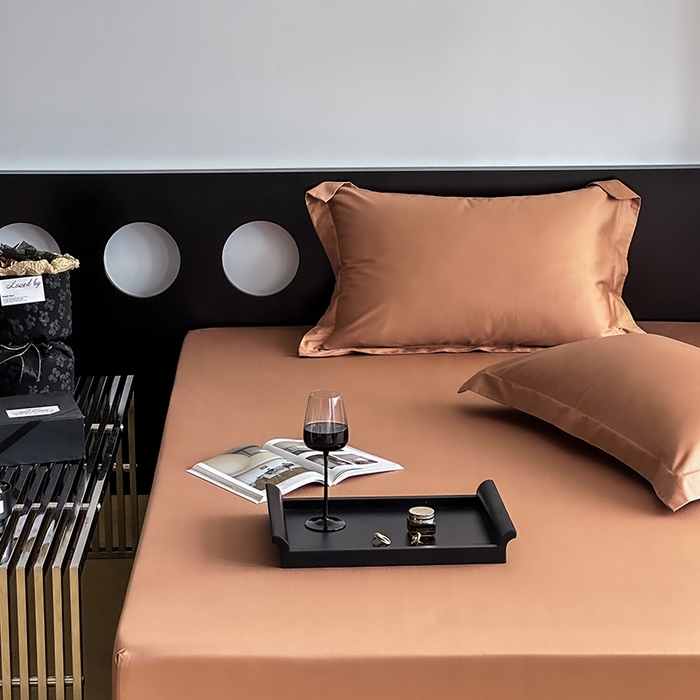 91家纺网 家纺一手货源 找家纺 爱丽丝 2026新款100支新疆长绒棉单品床笠 焦糖色