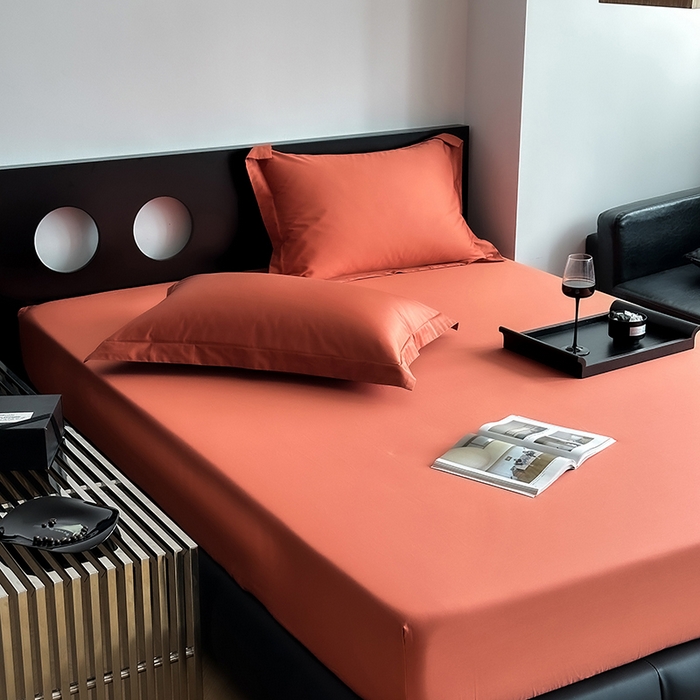 91家纺网 家纺一手货源 找家纺 爱丽丝 2026新款100支新疆长绒棉单品床笠 桔色