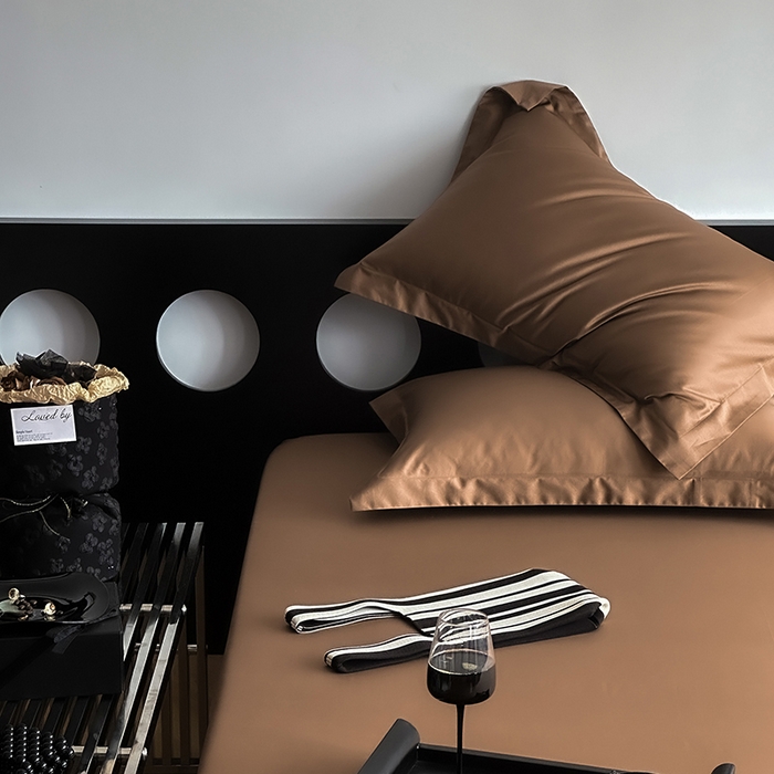 91家纺网 家纺一手货源 找家纺 爱丽丝 2026新款100支新疆长绒棉单品床笠 咖色