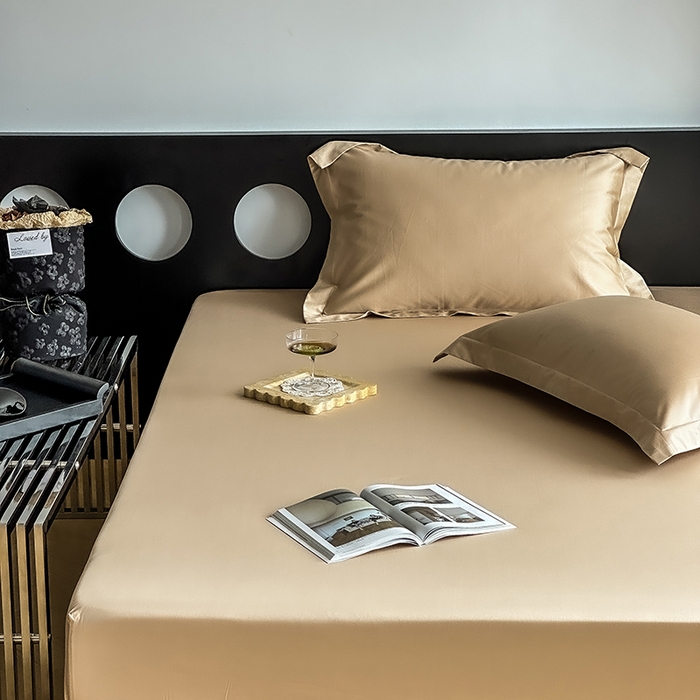 91家纺网 家纺一手货源 找家纺 爱丽丝 2026新款100支新疆长绒棉单品床笠 香槟金