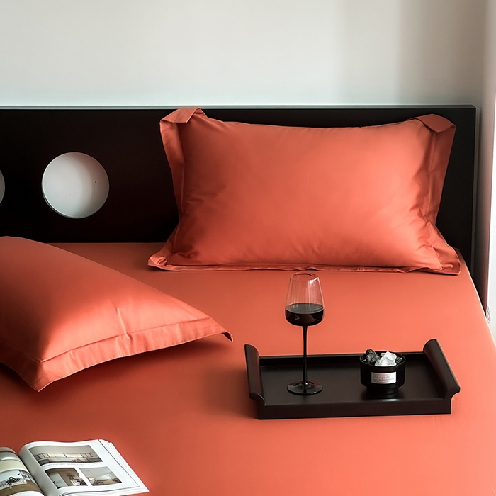 91家纺网 家纺一手货源 找家纺 爱丽丝 2026新款100支新疆长绒棉单品床笠 桔色