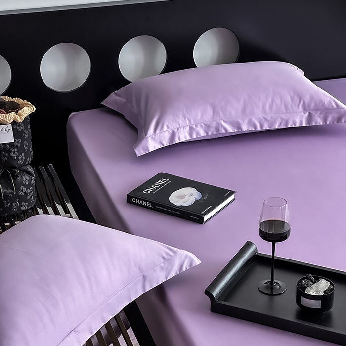 91家纺网 家纺一手货源 找家纺 爱丽丝 2026新款100支新疆长绒棉单品床笠 星辰紫