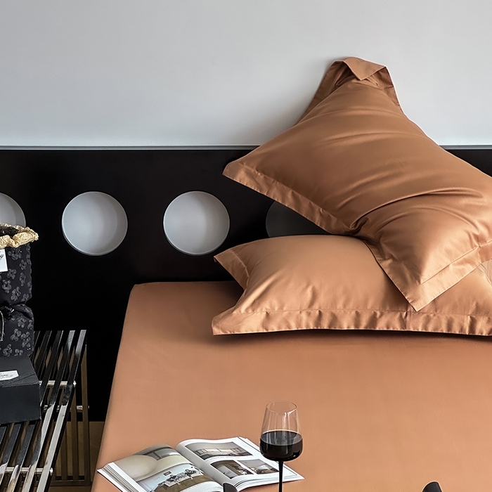 91家纺网 家纺一手货源 找家纺 爱丽丝 2026新款100支新疆长绒棉单品床笠 焦糖色