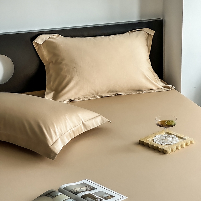 91家纺网 家纺一手货源 找家纺 爱丽丝 2026新款100支新疆长绒棉单品床笠 香槟金