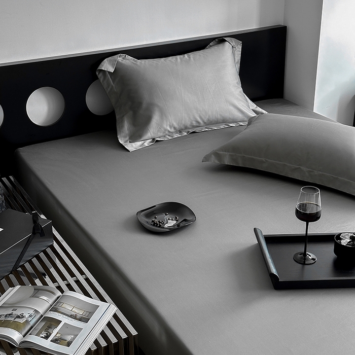 91家纺网 家纺一手货源 找家纺 爱丽丝 2026新款100支新疆长绒棉单品床笠 绅士灰