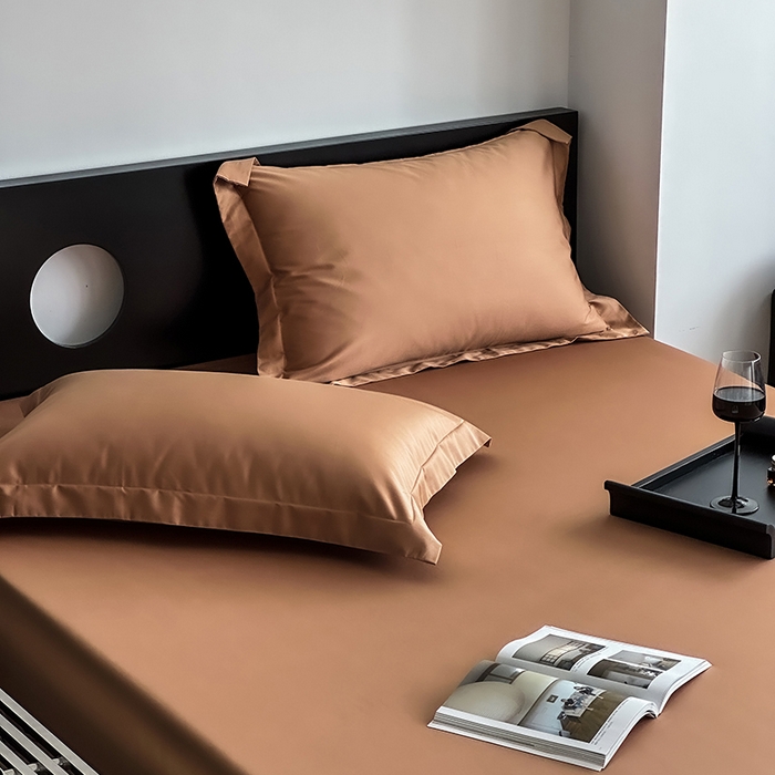 91家纺网 家纺一手货源 找家纺 爱丽丝 2026新款100支新疆长绒棉单品床笠 焦糖色