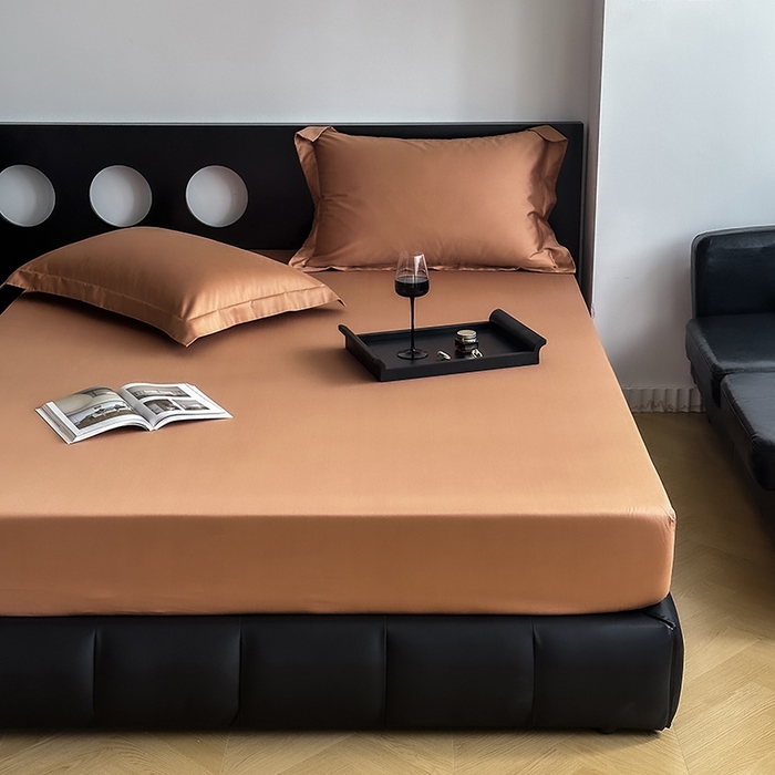 91家纺网 家纺一手货源 找家纺 爱丽丝 2026新款100支新疆长绒棉单品床笠 焦糖色