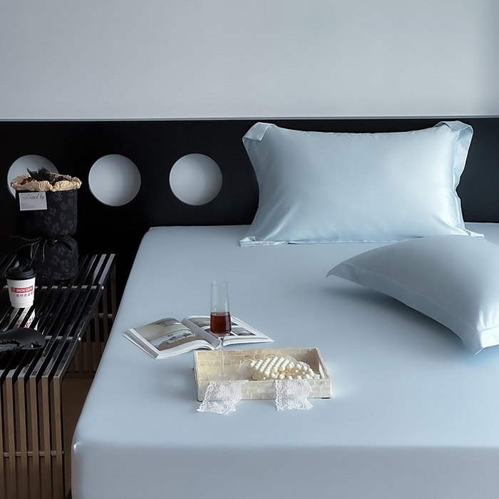 91家纺网 家纺一手货源 找家纺 爱丽丝 2026新款100支新疆长绒棉单品床笠 天蓝