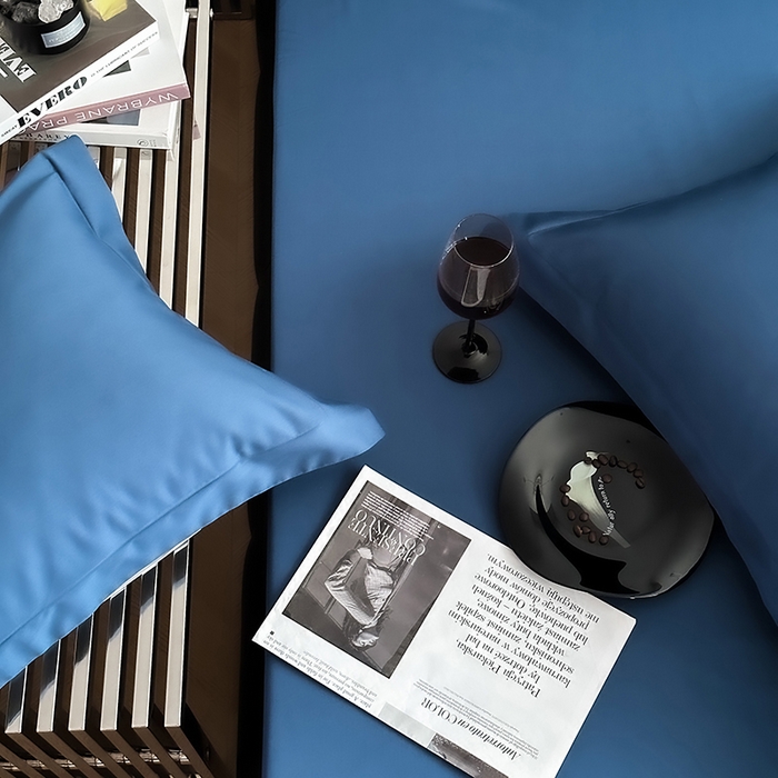 91家纺网 家纺一手货源 找家纺 爱丽丝 2026新款100支新疆长绒棉单品床笠 海星蓝