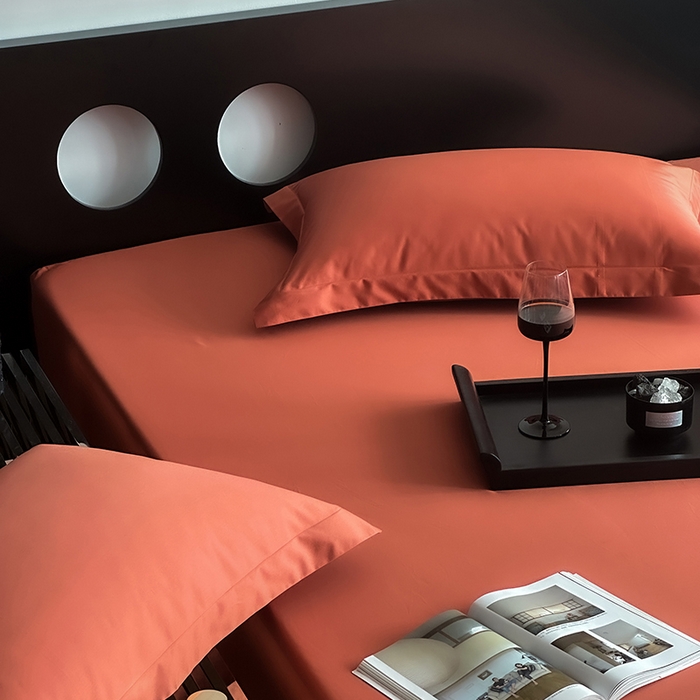 91家纺网 家纺一手货源 找家纺 爱丽丝 2026新款100支新疆长绒棉单品床笠 桔色