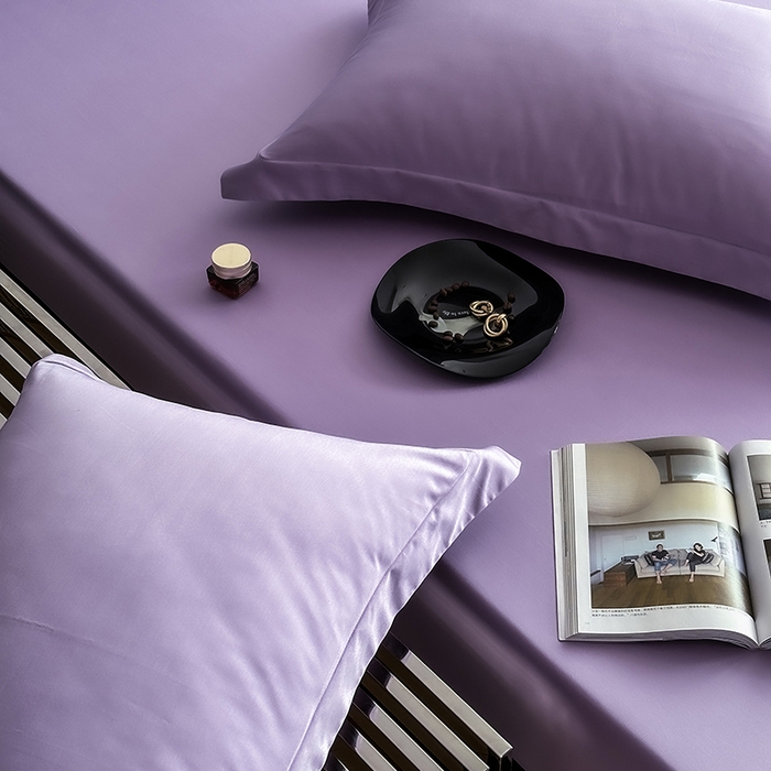 91家纺网 家纺一手货源 找家纺 爱丽丝 2026新款100支新疆长绒棉单品床笠 星辰紫