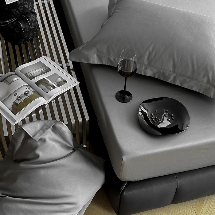 91家纺网 家纺一手货源 找家纺 爱丽丝 2026新款100支新疆长绒棉单品床笠 绅士灰