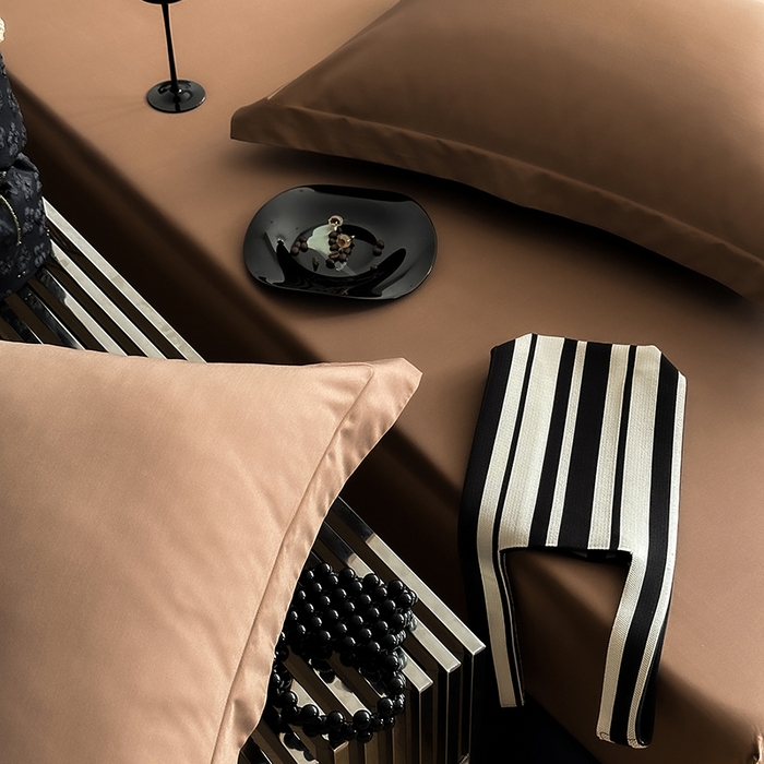 91家纺网 家纺一手货源 找家纺 爱丽丝 2026新款100支新疆长绒棉单品床笠 咖色