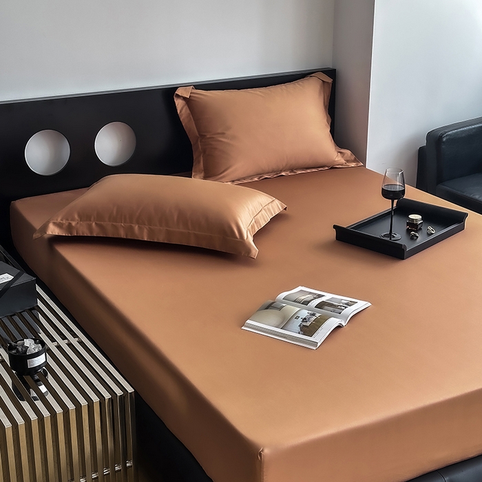 91家纺网 家纺一手货源 找家纺 爱丽丝 2026新款100支新疆长绒棉单品床笠 焦糖色