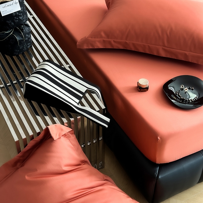 91家纺网 家纺一手货源 找家纺 爱丽丝 2026新款100支新疆长绒棉单品床笠 桔色