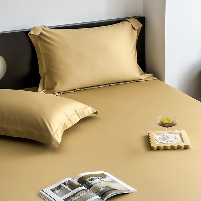 91家纺网 家纺一手货源 找家纺 爱丽丝 2026新款100支新疆长绒棉单品床笠 驼色