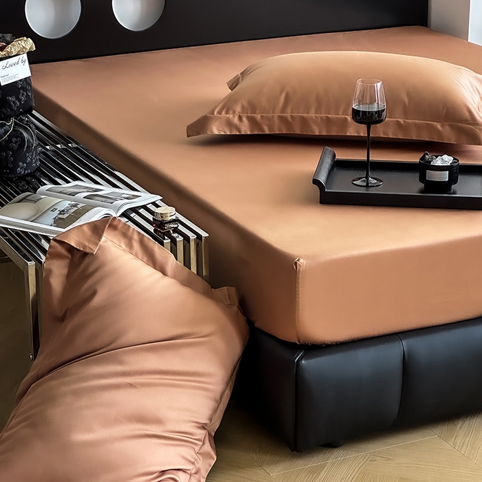 91家纺网 家纺一手货源 找家纺 爱丽丝 2026新款100支新疆长绒棉单品床笠 焦糖色