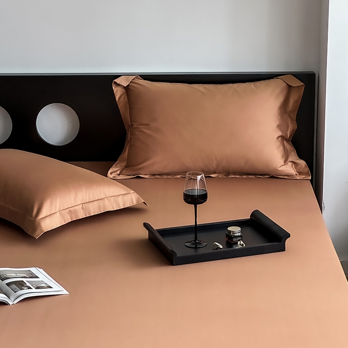 91家纺网 家纺一手货源 找家纺 爱丽丝 2026新款100支新疆长绒棉单品床笠 焦糖色