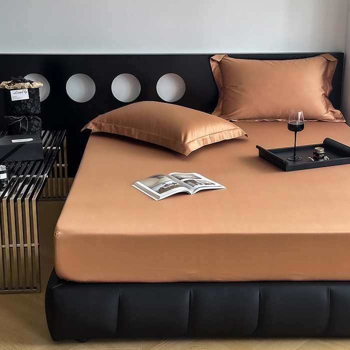 91家纺网 家纺一手货源 找家纺 爱丽丝 2026新款100支新疆长绒棉单品床笠 焦糖色