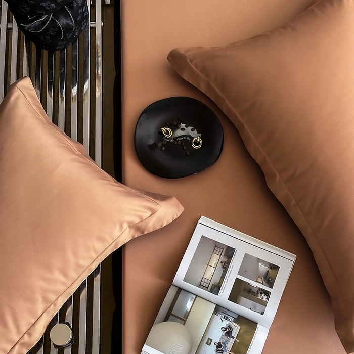 91家纺网 家纺一手货源 找家纺 爱丽丝 2026新款100支新疆长绒棉单品床笠 焦糖色