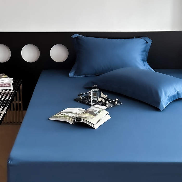 91家纺网 家纺一手货源 找家纺 爱丽丝 2026新款100支新疆长绒棉单品床笠 海星蓝