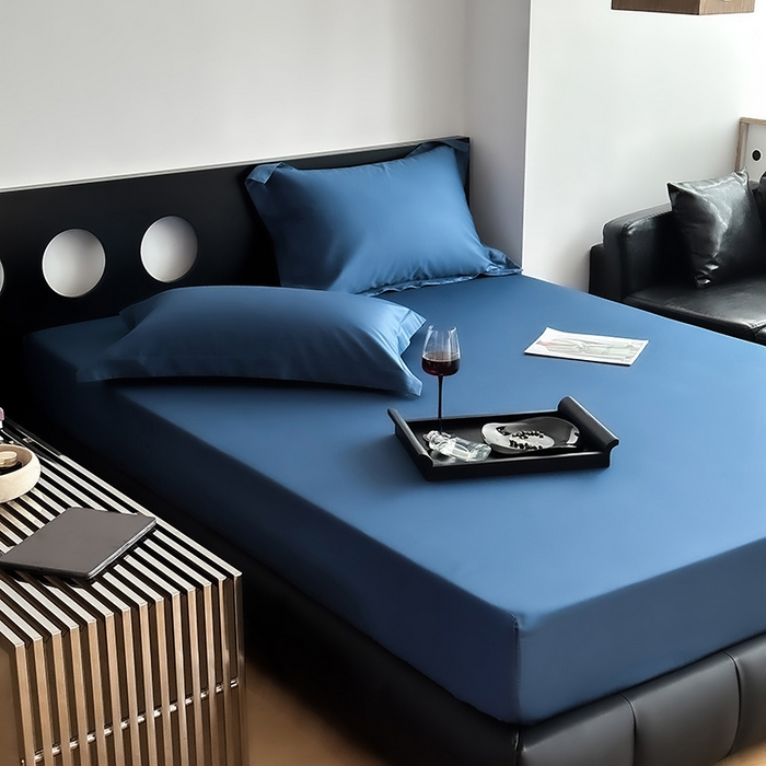 91家纺网 家纺一手货源 找家纺 爱丽丝 2026新款100支新疆长绒棉单品床笠 海星蓝