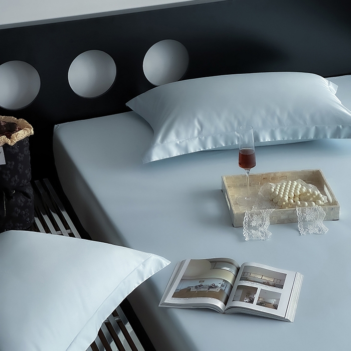 91家纺网 家纺一手货源 找家纺 爱丽丝 2026新款100支新疆长绒棉单品床笠 天蓝