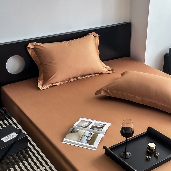 91家纺网 家纺一手货源 找家纺 爱丽丝 2026新款100支新疆长绒棉单品床笠 焦糖色