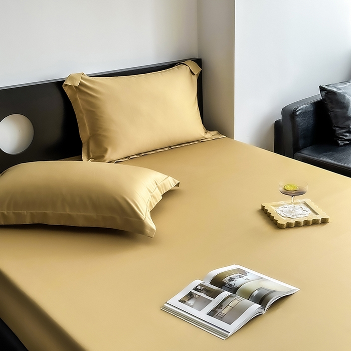 91家纺网 家纺一手货源 找家纺 爱丽丝 2026新款100支新疆长绒棉单品床笠 驼色