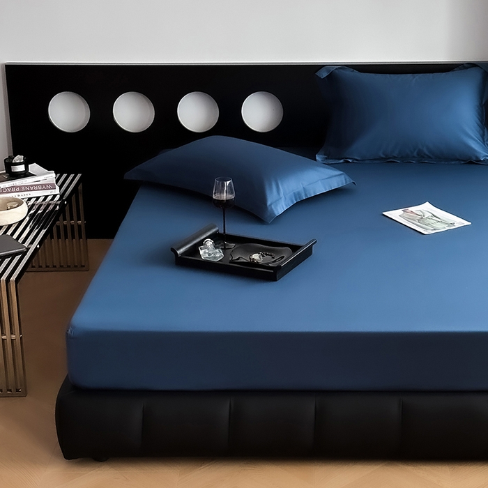 91家纺网 家纺一手货源 找家纺 爱丽丝 2026新款100支新疆长绒棉单品床笠 海星蓝