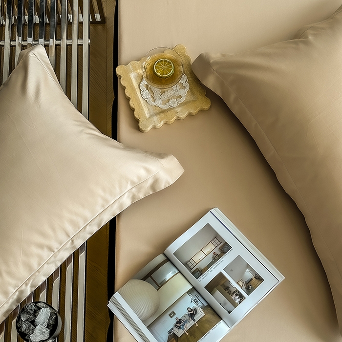 91家纺网 家纺一手货源 找家纺 爱丽丝 2026新款100支新疆长绒棉单品床笠 香槟金