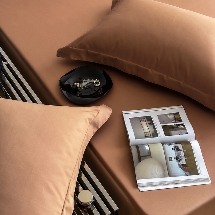 91家纺网 家纺一手货源 找家纺 爱丽丝 2026新款100支新疆长绒棉单品床笠 焦糖色