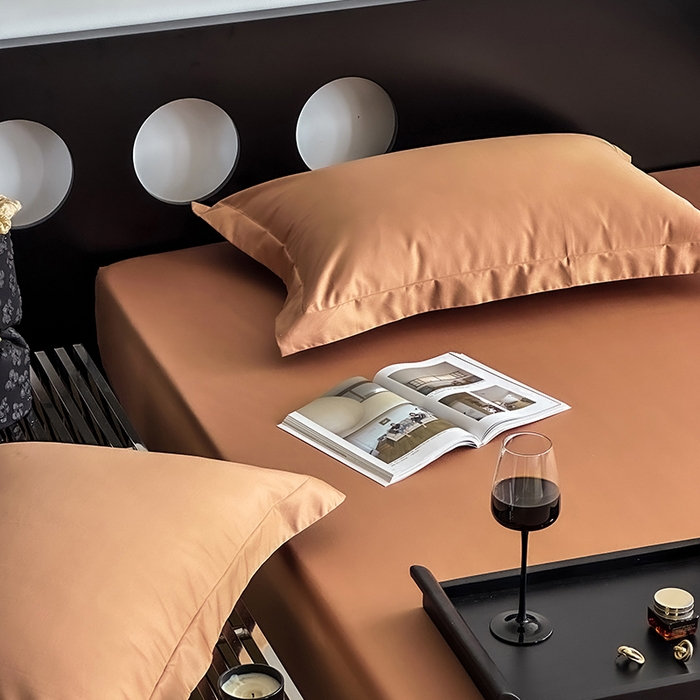 91家纺网 家纺一手货源 找家纺 爱丽丝 2026新款100支新疆长绒棉单品床笠 焦糖色