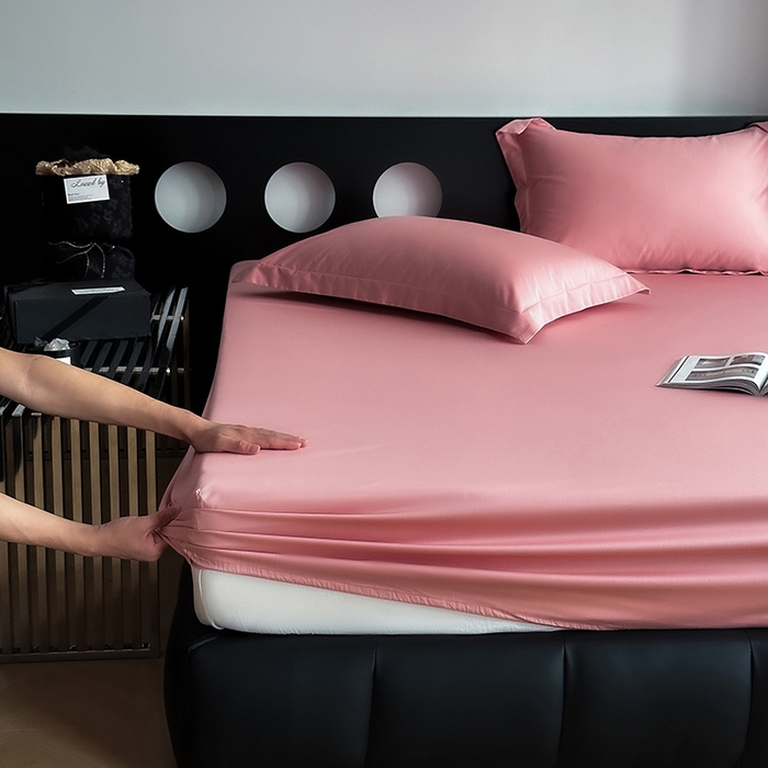 91家纺网 家纺一手货源 找家纺 爱丽丝 2026新款100支新疆长绒棉单品床笠 海棠粉