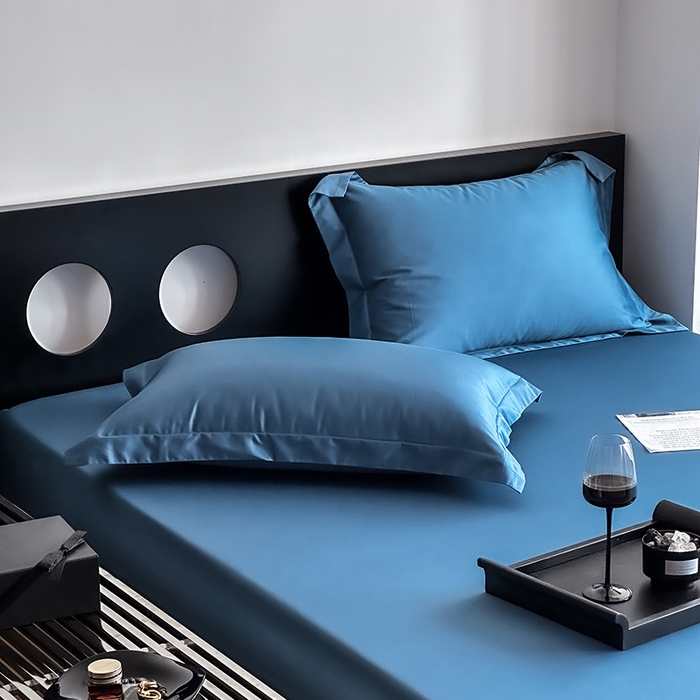 91家纺网 家纺一手货源 找家纺 爱丽丝 2026新款100支新疆长绒棉单品床笠 宾利蓝