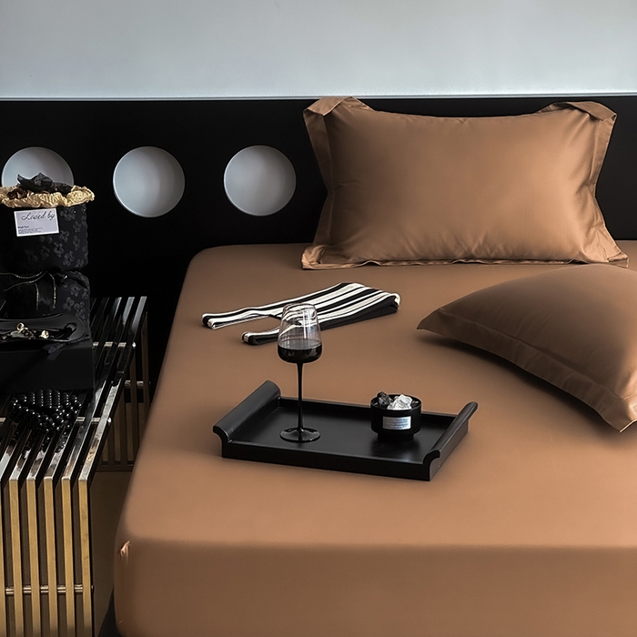 91家纺网 家纺一手货源 找家纺 爱丽丝 2026新款100支新疆长绒棉单品床笠 咖色