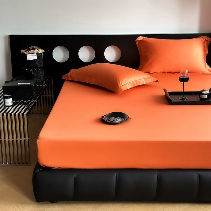 91家纺网 家纺一手货源 找家纺 爱丽丝 2026新款100支新疆长绒棉单品床笠 爱马橙