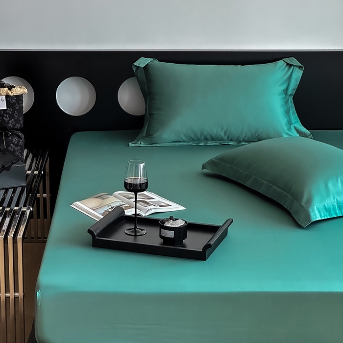 91家纺网 家纺一手货源 找家纺 爱丽丝 2026新款100支新疆长绒棉单品床笠 松石绿