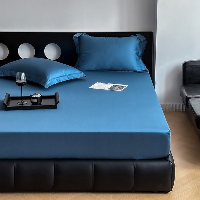 91家纺网 家纺一手货源 找家纺 爱丽丝 2026新款100支新疆长绒棉单品床笠 宾利蓝