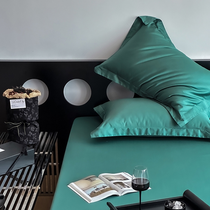 91家纺网 家纺一手货源 找家纺 爱丽丝 2026新款100支新疆长绒棉单品床笠 松石绿