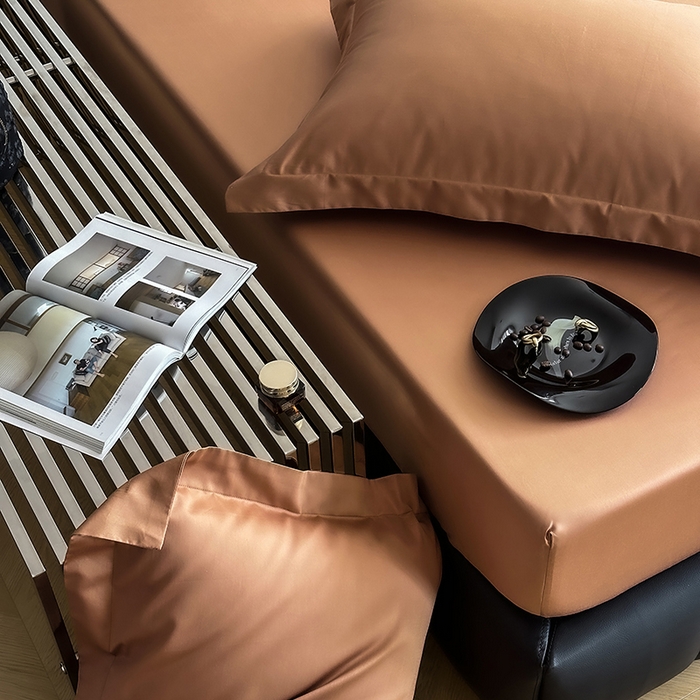 91家纺网 家纺一手货源 找家纺 爱丽丝 2026新款100支新疆长绒棉单品床笠 焦糖色