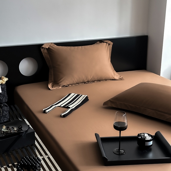 91家纺网 家纺一手货源 找家纺 爱丽丝 2026新款100支新疆长绒棉单品床笠 咖色