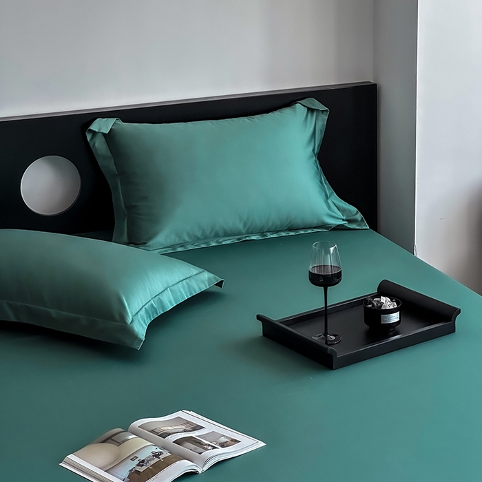 91家纺网 家纺一手货源 找家纺 爱丽丝 2026新款100支新疆长绒棉单品床笠 松石绿