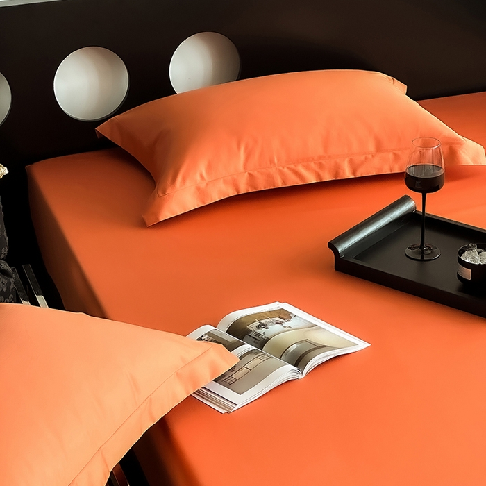 91家纺网 家纺一手货源 找家纺 爱丽丝 2026新款100支新疆长绒棉单品床笠 爱马橙