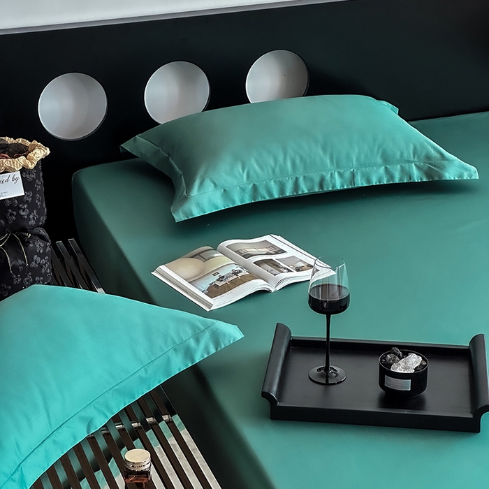 91家纺网 家纺一手货源 找家纺 爱丽丝 2026新款100支新疆长绒棉单品床笠 松石绿